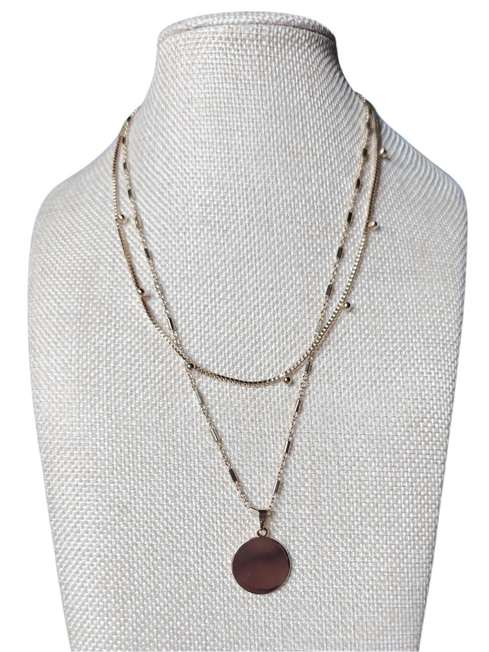 J. Crew Gold-Tone Layered Necklace with Round Pendant